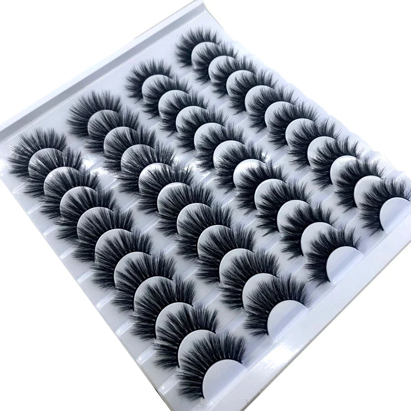 20 Pairs 18-25 mm 3d Mink Lashes Bulk Faux Thick Long Wispy Natural Mink Lashes Pack Short Wholesales Natural False Eyelashes