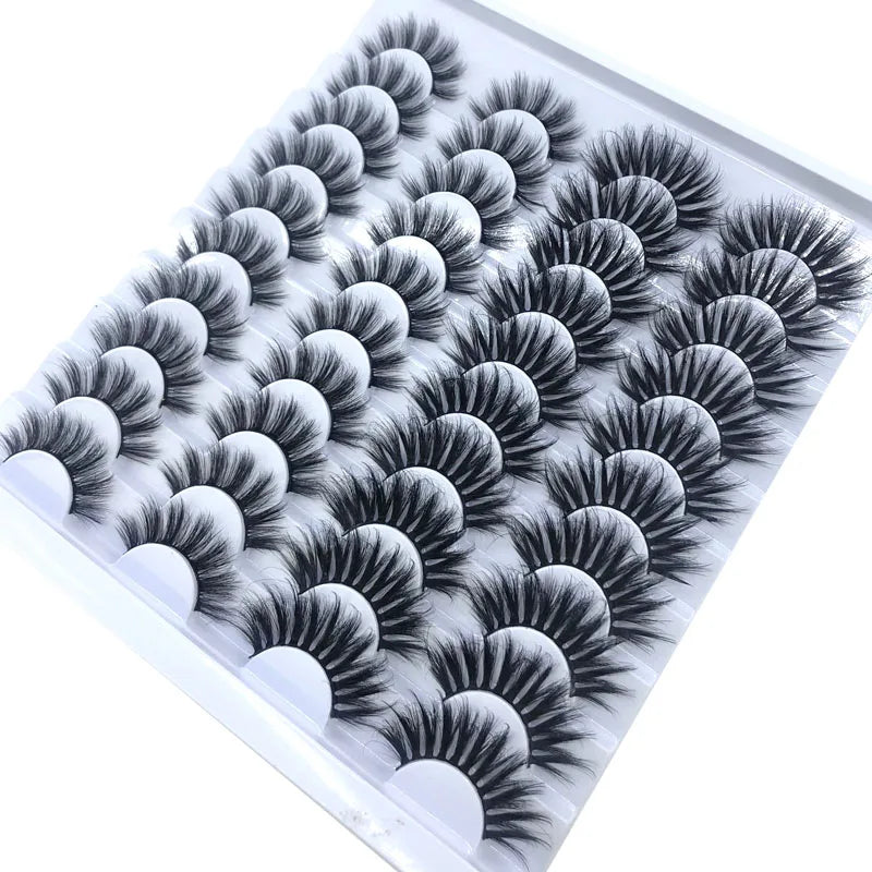 20 Pairs 18-25 mm 3d Mink Lashes Bulk Faux Thick Long Wispy Natural Mink Lashes Pack Short Wholesales Natural False Eyelashes