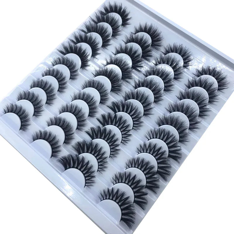 20 Pairs 18-25 mm 3d Mink Lashes Bulk Faux Thick Long Wispy Natural Mink Lashes Pack Short Wholesales Natural False Eyelashes