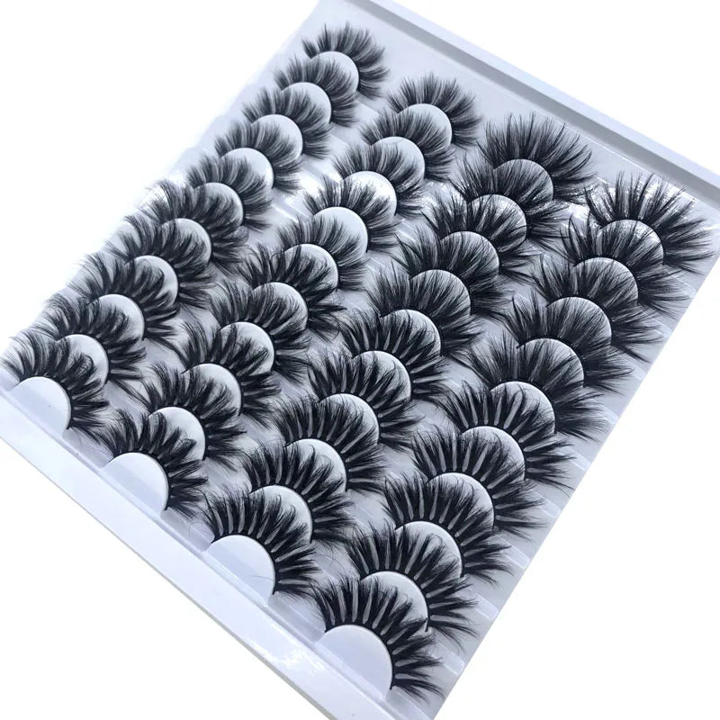 20 Pairs 18-25 mm 3d Mink Lashes Bulk Faux Thick Long Wispy Natural Mink Lashes Pack Short Wholesales Natural False Eyelashes