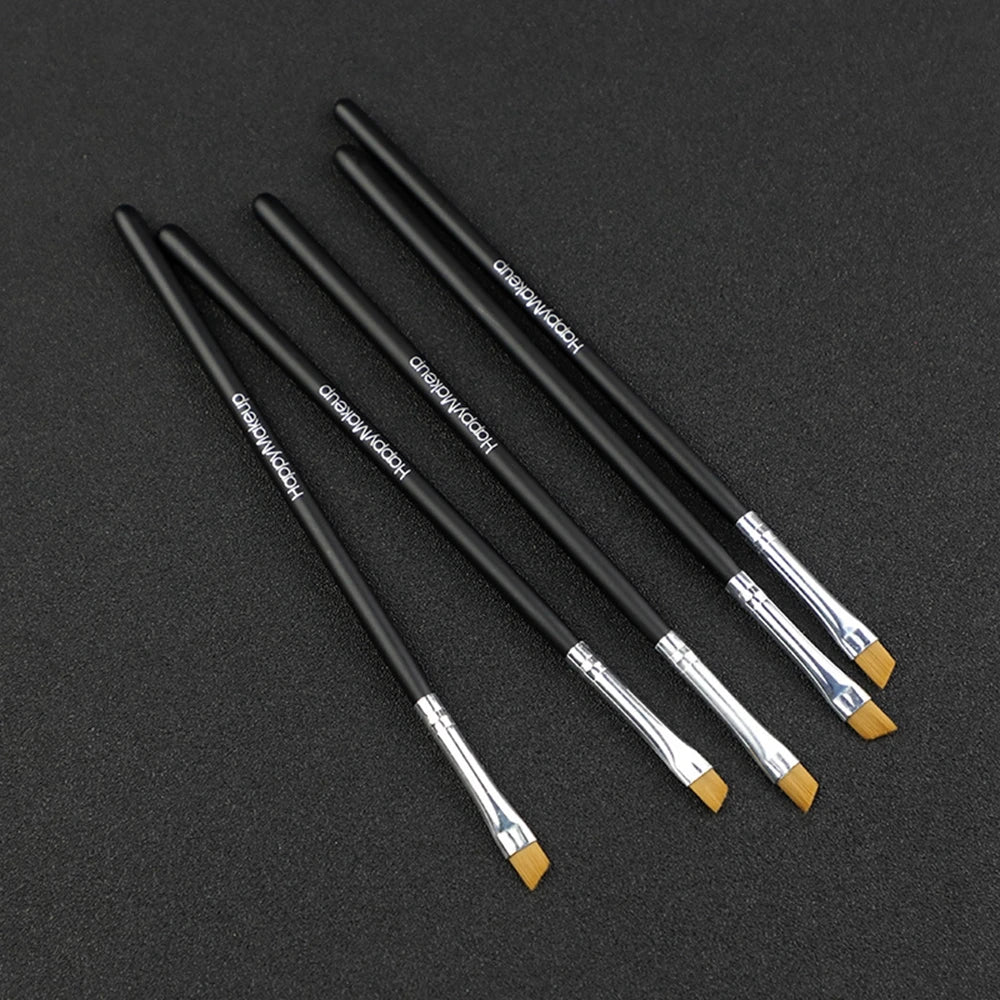 5Pcs Professional Black Eyebrow Inclined Flat Angled Brush Makeup Tool Wooden Pole Eyeliner Eyeshadow Eye Brow Women Cosmetic