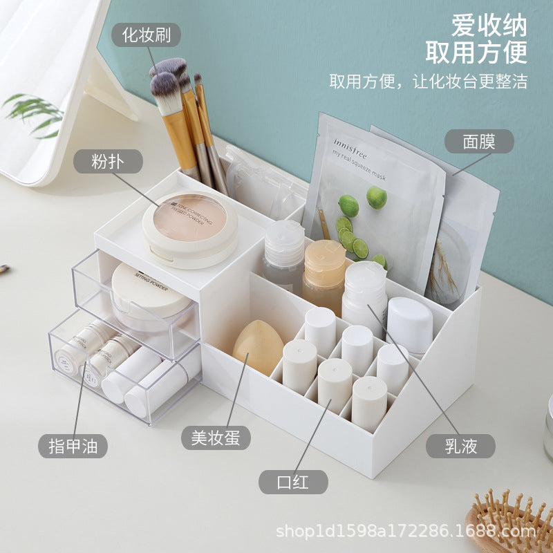 Sleek Desktop Cosmetics Storage Box with Dustproof Lipstick Rack for Efficient Organization