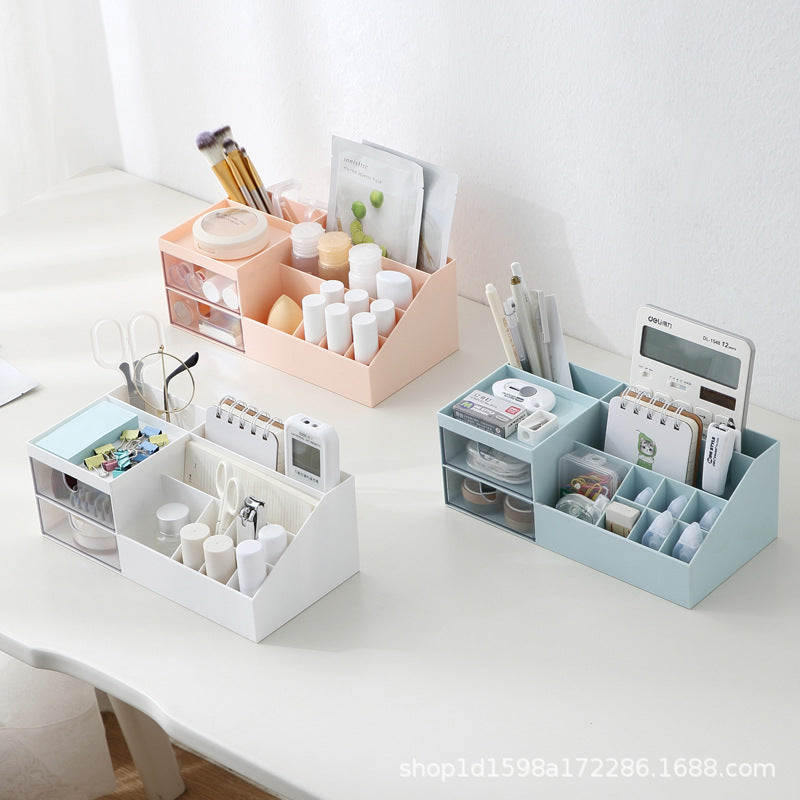 Sleek Desktop Cosmetics Storage Box with Dustproof Lipstick Rack for Efficient Organization