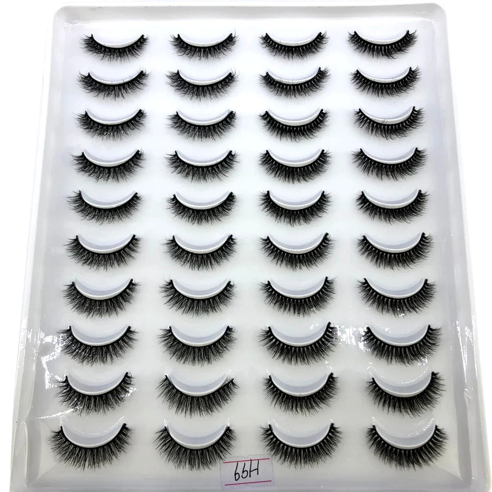 20 Pairs 18-25 mm 3d Mink Lashes Bulk Faux Thick Long Wispy Natural Mink Lashes Pack Short Wholesales Natural False Eyelashes