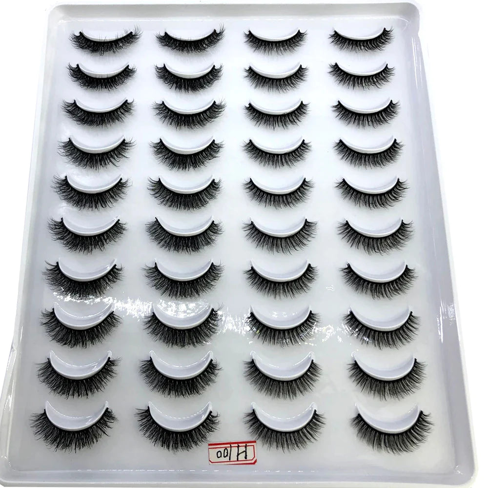 20 Pairs 18-25 mm 3d Mink Lashes Bulk Faux Thick Long Wispy Natural Mink Lashes Pack Short Wholesales Natural False Eyelashes