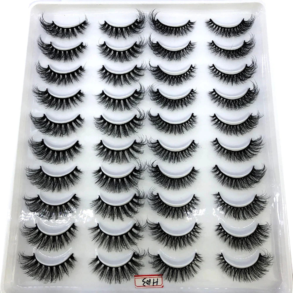 20 Pairs 18-25 mm 3d Mink Lashes Bulk Faux Thick Long Wispy Natural Mink Lashes Pack Short Wholesales Natural False Eyelashes